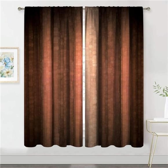 Brown Burnt Orange Curtains 42W x 63H Inch Rod Pocket Rustic Bedroom Decor Rust - Picture 1 of 6